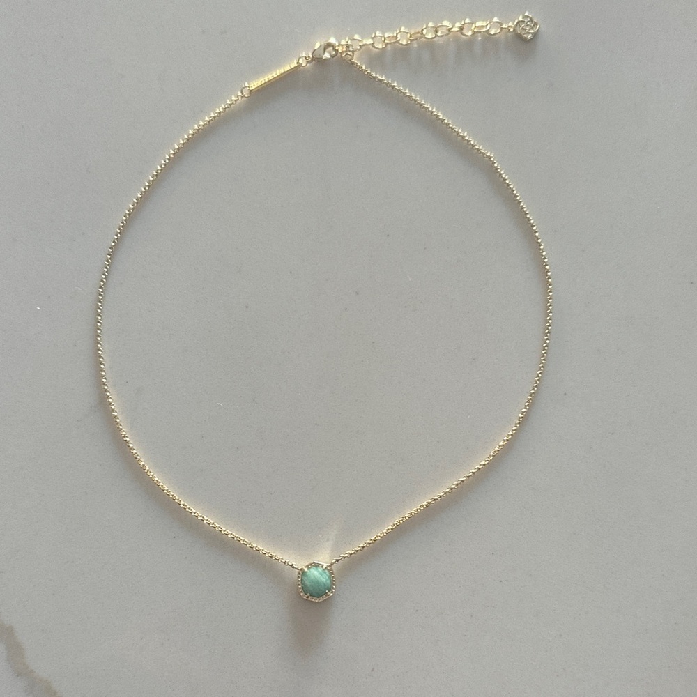 Kendra Scott Gold Necklace with Aqua Pendant
